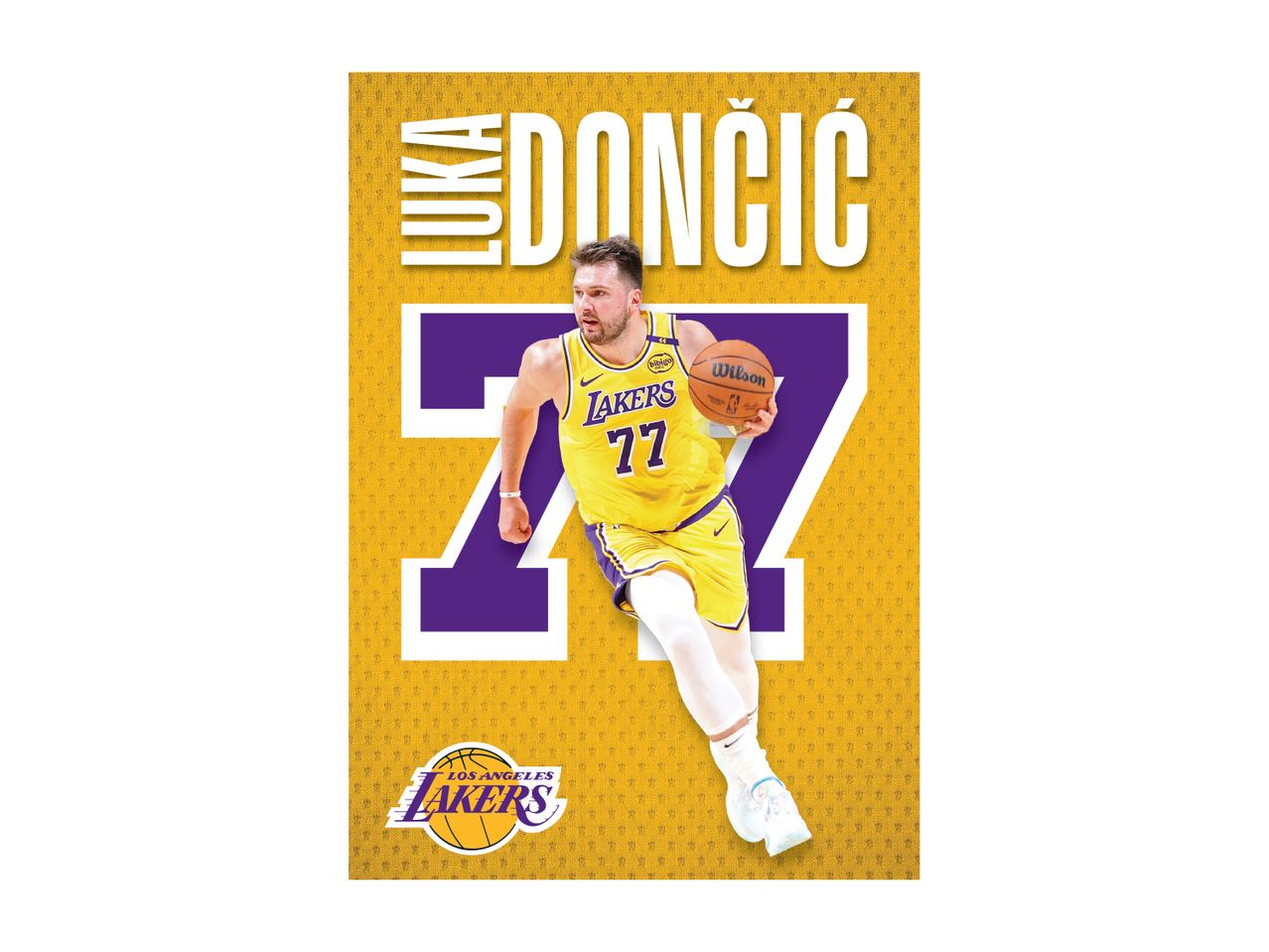 Luka Dončić poster, oblečen v dres Los Angeles Lakers.