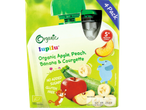 Lupilu Organic Apple, Peach, Banana & Courgette baby food pouch, 4-pack, for 5+ months.