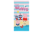 Плажна кърпа с Пепа Пиг, Джордж и надпис „MAKE Waves“.