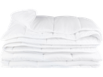 Stack of white, soft, warm duvets.