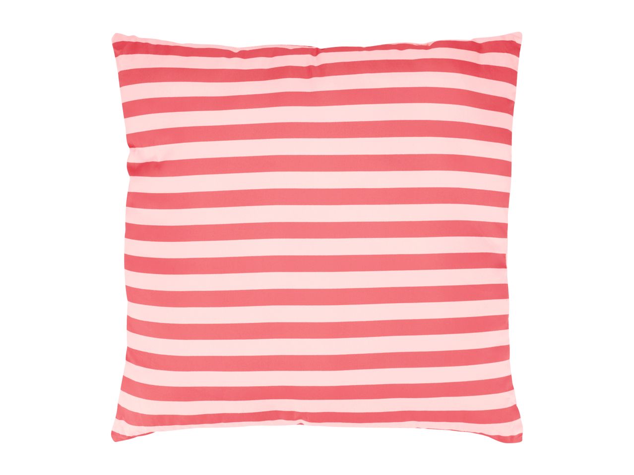 Pink and white striped square cushion