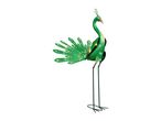 Metal garden peacock statue.