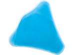 Blue gel pack for hot or cold therapy, triangular shape with rounded edges.