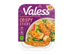 Verpakking van 5 vegetarische krokante sticks met salade, hoog in eiwit en gemaakt van melk.