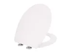 White toilet seat with lid, shown at an angle
