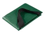 Folded green garden waste bag with black handles