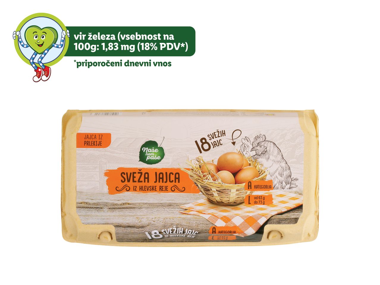 18 jajc "Naše nam pase" iz proste reje.