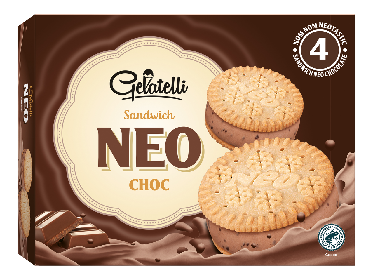 Μπισκότα Gelatelli Neo Sandwich με σοκολάτα.