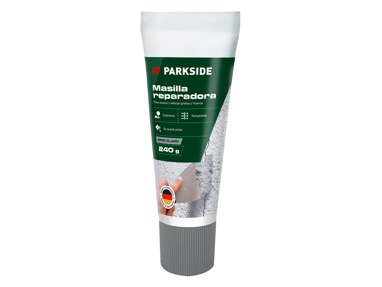 Massa de reparação Parkside em tubo, 240g, cinzento claro.