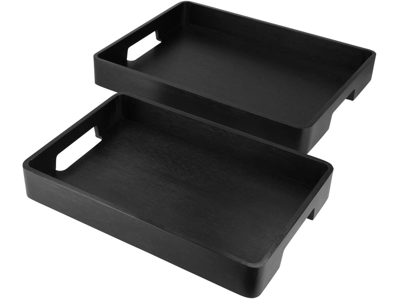 Kaks musta puidust Silvercrest® serveerimisalust.