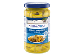 Eridanous green peppers in brine, a Greek product.