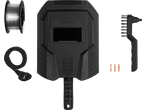 PARKSIDE® Inverter Flux Cored Wire Welder accessories: welding mask, wire spool, brush, and tips.