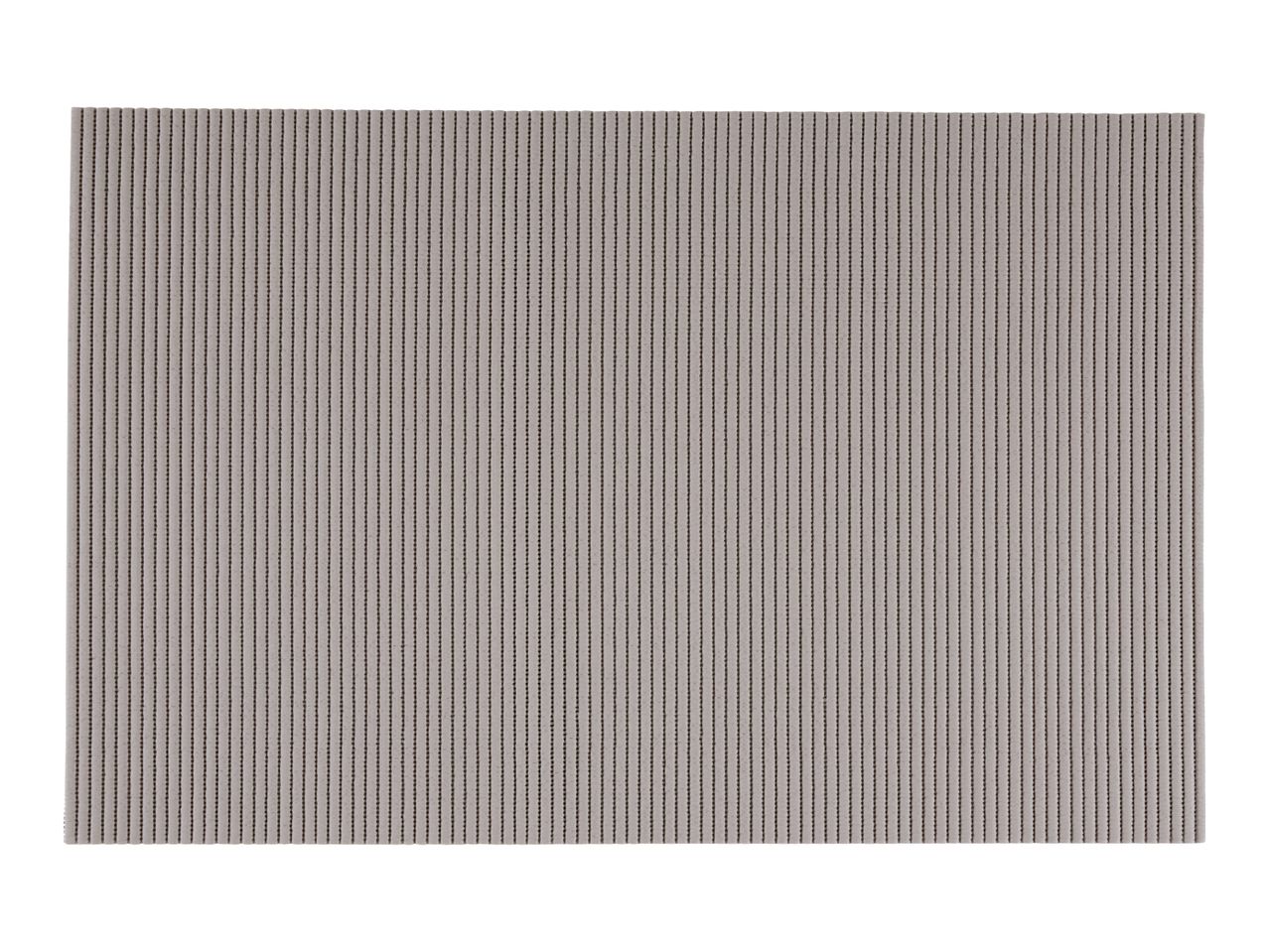 Rectangular grey placemat with vertical stripes