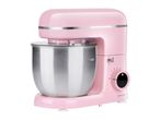 Pink SilverCrest stand mixer with a stainless steel bowl on a white background.