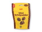 En gul pose Toms Mini Skildpadder med 9 stykker individuelt indpakket chokolade.