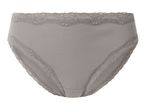 Women's ribbed briefs with lace trim in grey