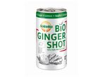Une canette de SoleVita Bio Ginger Shot, un jus pressé 100% pur avec du gingembre, du citron et de la pomme.