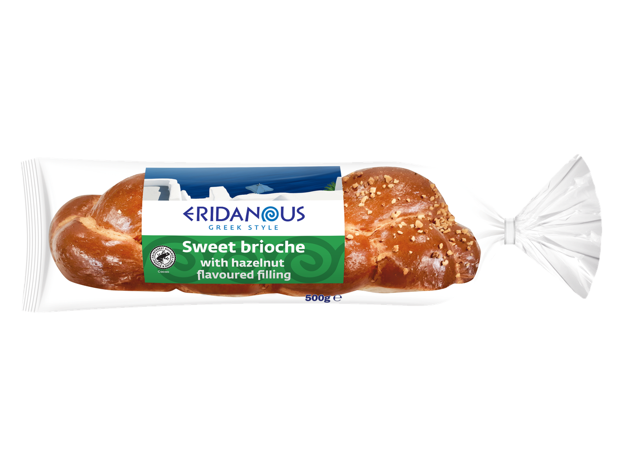 Brioche dulce Eridanous cu umplutură cu aromă de alune.