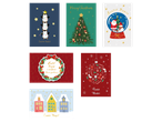 Crelando® set božićnih čestitki sa raznim motivima poput pingvina, jelki i snežnih kugli.