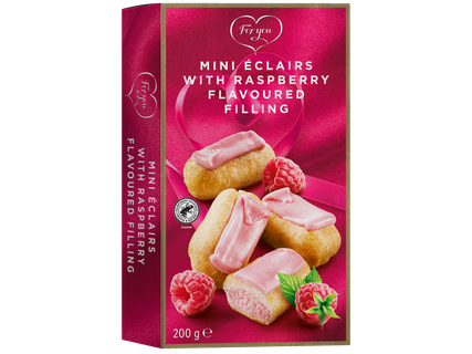 Mini ekler fánkok málnaízű krémmel