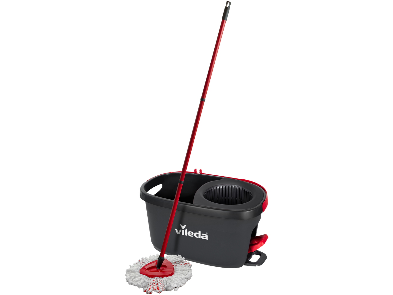Conjunto de limpeza VILEDA Turbo One com esfregona vermelha e balde cinzento