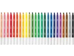 24 Crelado viltstiften in diverse kleuren, met witte doppen en gekleurde punten.