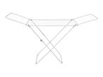 A white foldable clothes drying rack with two wings.