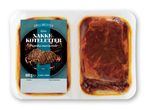 Pakke med færdiglavet laksefilet.