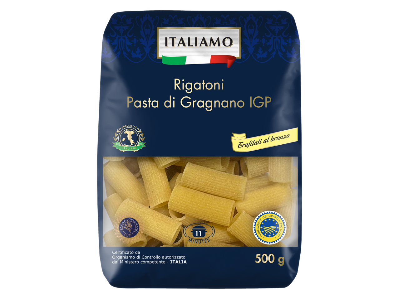 Pâtes rigatoni Italiamo Gragnano IGP, 500g.