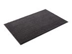 A dark gray bath mat with a textured surface.