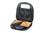 Open sandwich maker with two toasted sandwiches inside.