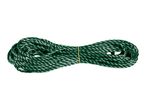 Coiled green and white twisted rope, secured with a yellow band.