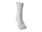 A single white crew sock shown on an invisible foot form against a white background