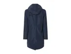 Navy blue hooded rain jacket for women, shown from the back.