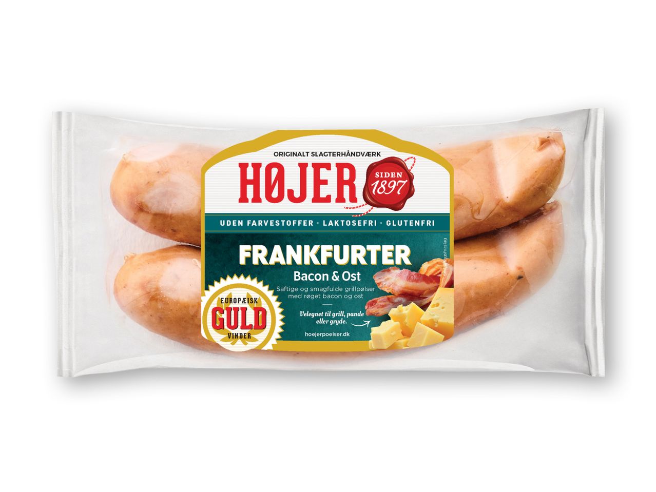 To Højer Frankfurtere i en gennemsigtig emballage.