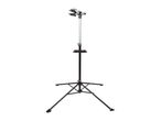 Bicycle repair stand with tripod and clamp.