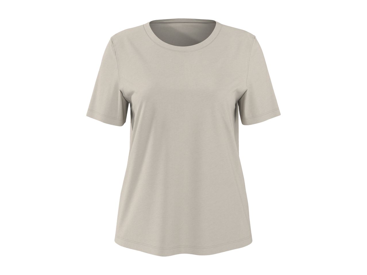 Plain light beige women's short-sleeved t-shirt with a round neck.