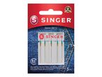 Pack of 5 denim sewing machine needles, size 80/12, for light to medium thick fabrics.