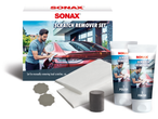 SONAX Scratch Remover Set with two tubes (Polish, Finish), cloths, and applicators.