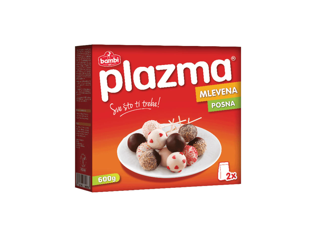 Kutija mlevenog keksa sa natpisom 'Sve što ti treba!' i slikom kuglica na tanjiru.