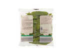 Oaklands mangetout in a clear plastic bag with cooking instructions and product information.