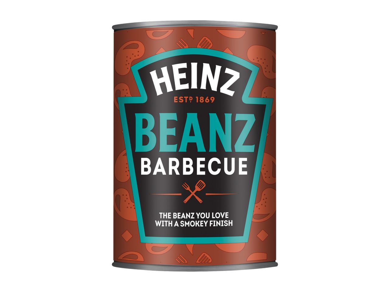 A can of barbecue baked beans with a smokey finish.