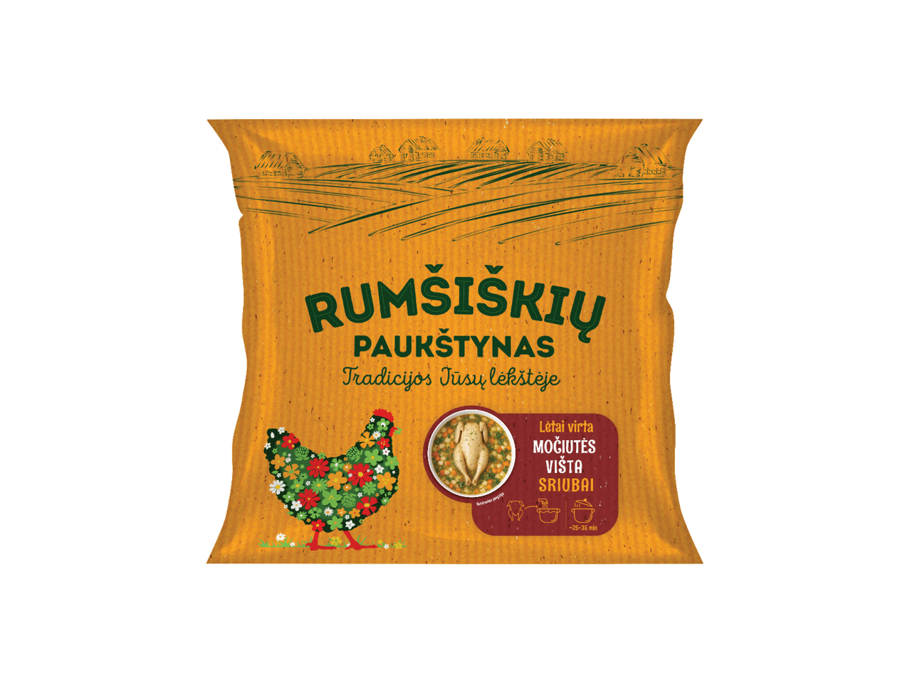 Lėtai virta močiutės višta sriubai pakuotėje