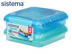 Two blue rectangular lunch containers, 2 x 15.2 oz / 450 ml, with a sandwich graphic.