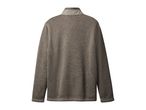 Back view of a men's brown quarter-zip fleece sweater with a stand-up collar.