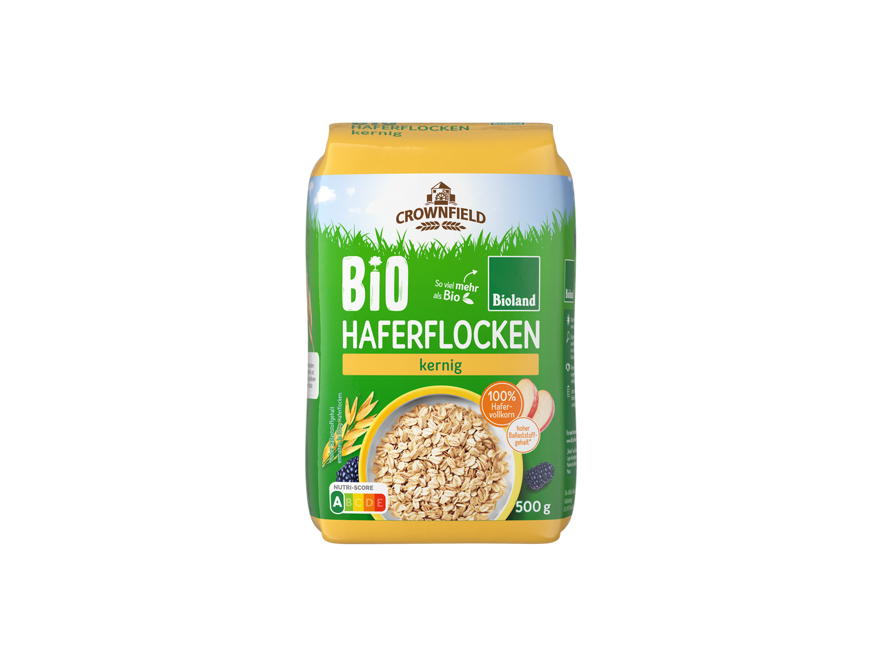 Crownfield Bio Haferflocken, 500g, Bioland.