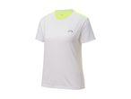 Crivit women's white athletic t-shirt with neon yellow accents.