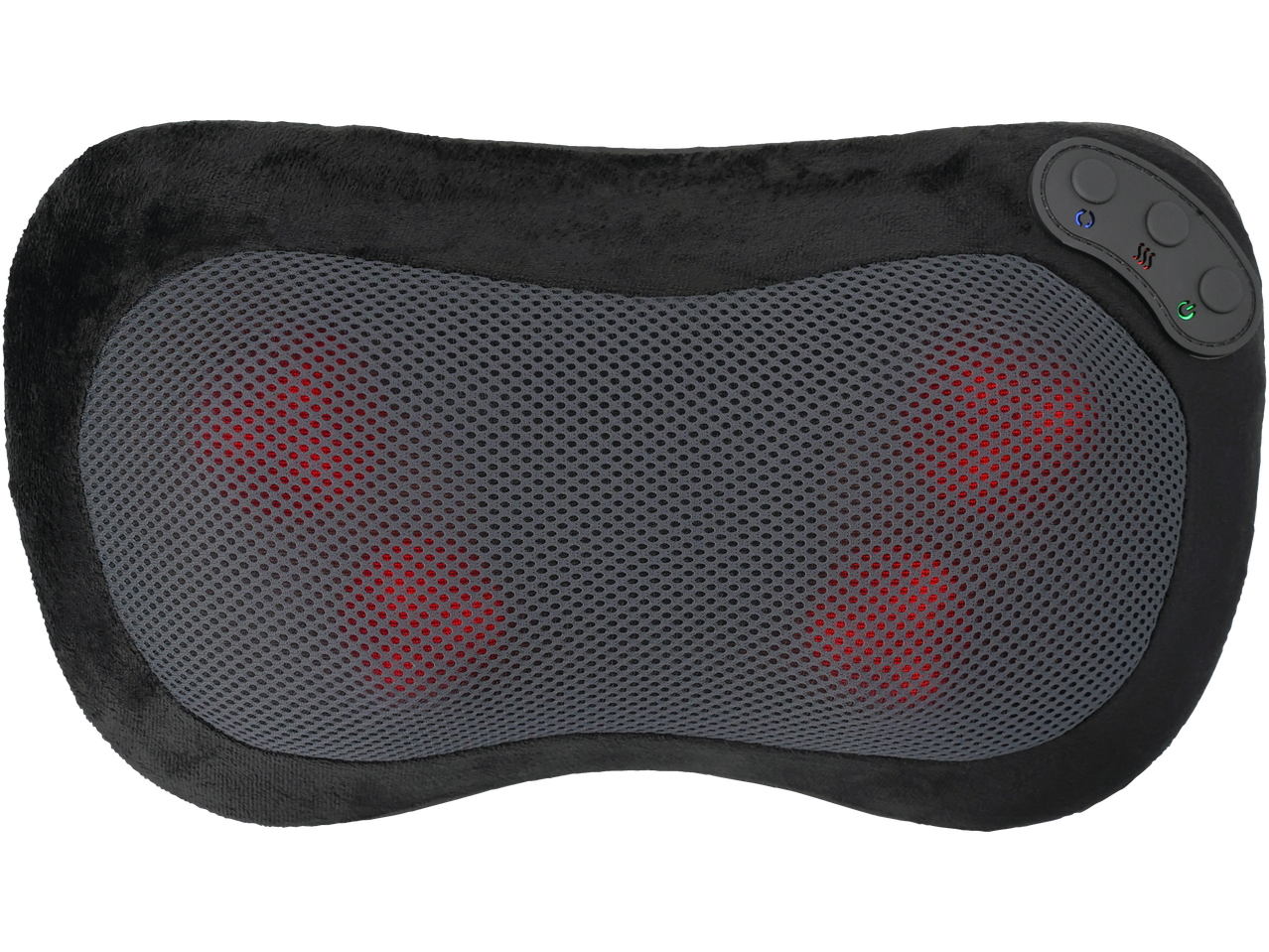 Shiatsu masažo pagalvė su šildymu ir valdymo mygtukais