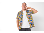 Men's Lidl Short Sleeve Shirt with pop art style graphics and text like 'JUMP!' and 'ROCK IT'.