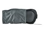 Grey massage pillow with a soft cover and control buttons.